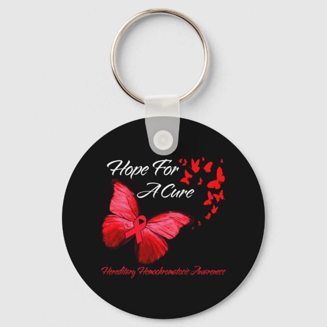 Hippie Dragonfly Red Ribbon Blood Cancer Awareness Key Ring (Front)