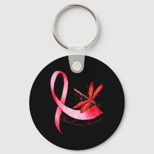 Hippie Dragonfly Red Ribbon Blood Cancer Awareness Key Ring