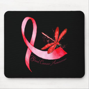 Hippie Dragonfly Red Ribbon Blood Cancer Awareness Mouse Mat