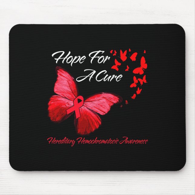 Hippie Dragonfly Red Ribbon Blood Cancer Awareness Mouse Mat (Front)