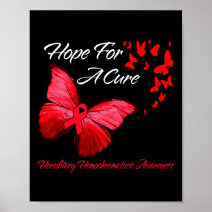 Hippie Dragonfly Red Ribbon Blood Cancer Awareness Poster