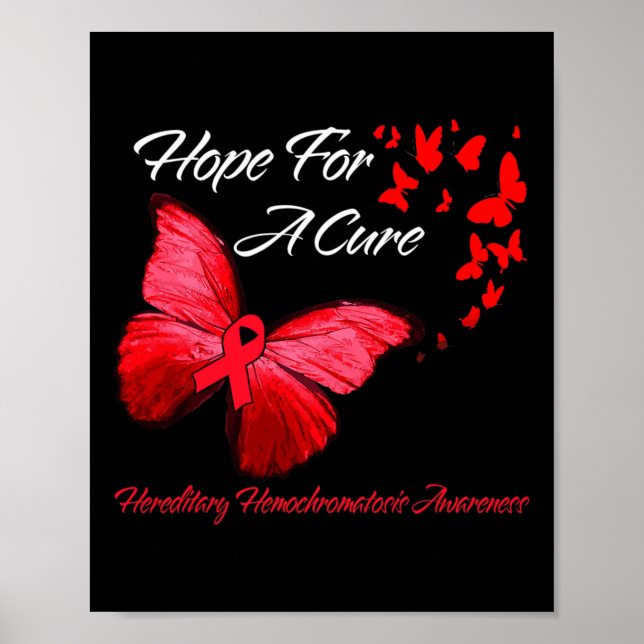 Hippie Dragonfly Red Ribbon Blood Cancer Awareness Poster (Front)