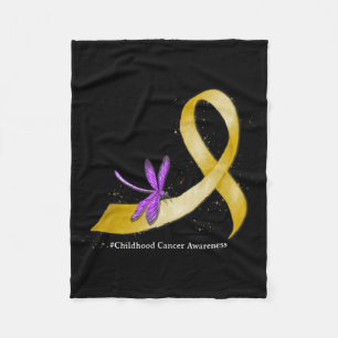 Hippie Dragonfly Yellow Ribbon Childhood Cancer Aw Fleece Blanket