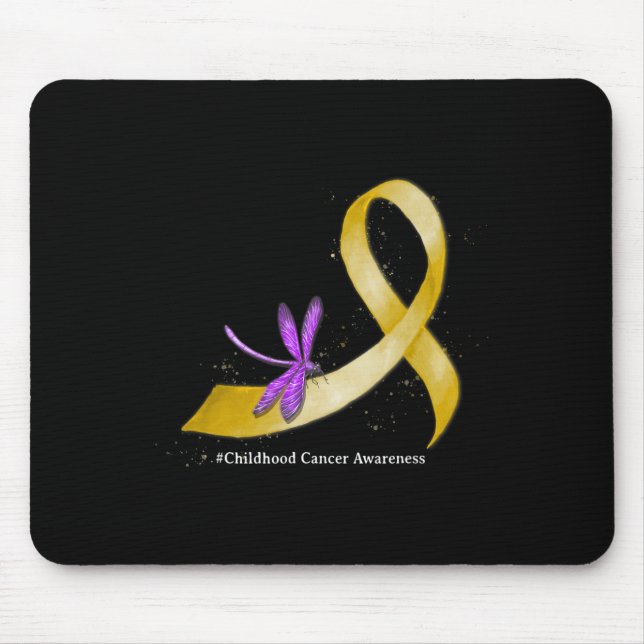 Hippie Dragonfly Yellow Ribbon Childhood Cancer Aw Mouse Mat (Front)