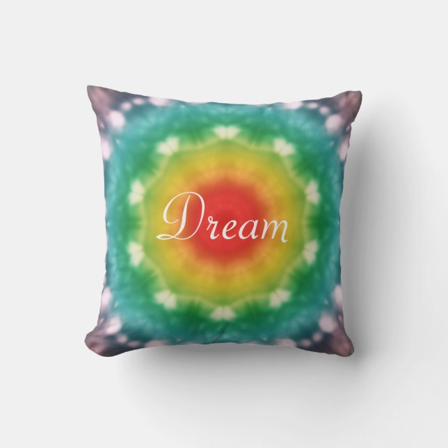 Hippie Dream Rainbow Typography Cushion (Front)