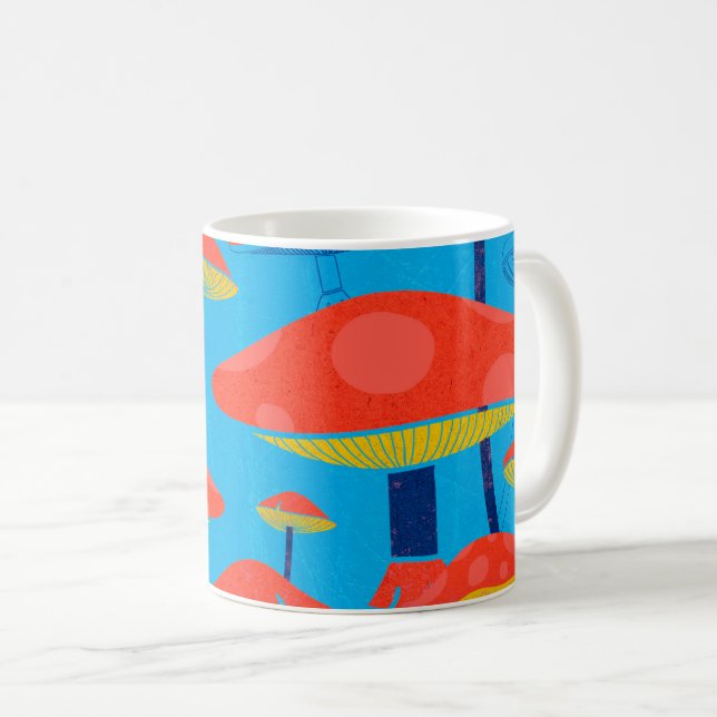 Hippie Dreamy Retro Vibe Enchanting Mushrooms Coffee Mug (Front Right)