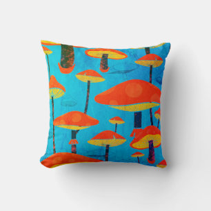Hippie Dreamy Retro Vibe Enchanting Mushrooms Cushion