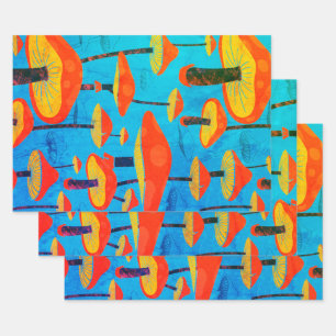 Hippie Dreamy Retro Vibe Enchanting Mushrooms Wrapping Paper Sheet