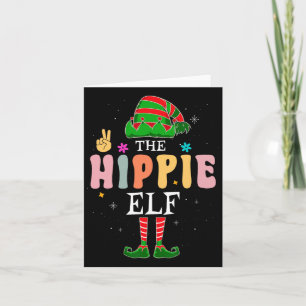 Hippie Elf Group Matching Family Christmas Groovy Card