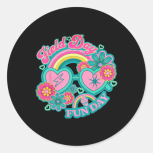 Hippie Field Day Fun Day For Teachers Amp; Kids Fi Classic Round Sticker