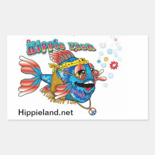 Hippie Fish Rectangular Sticker