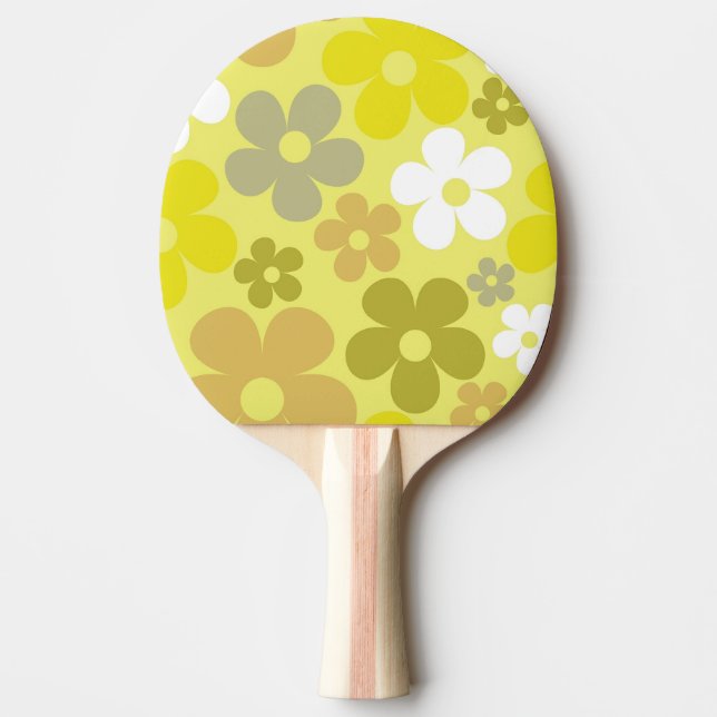 Hippie Floral Yellow Pastel Flower Seamless Patter Ping Pong Paddle (Front)