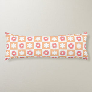 Hippie Flower Chequerboard Pattern Body Cushion