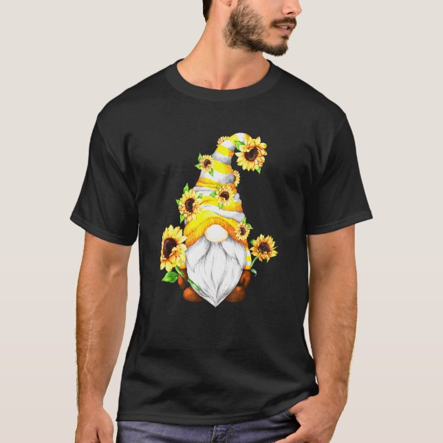 Hippie Flower Gnomie For Women With Unique Sunflow T-Shirt (Front)