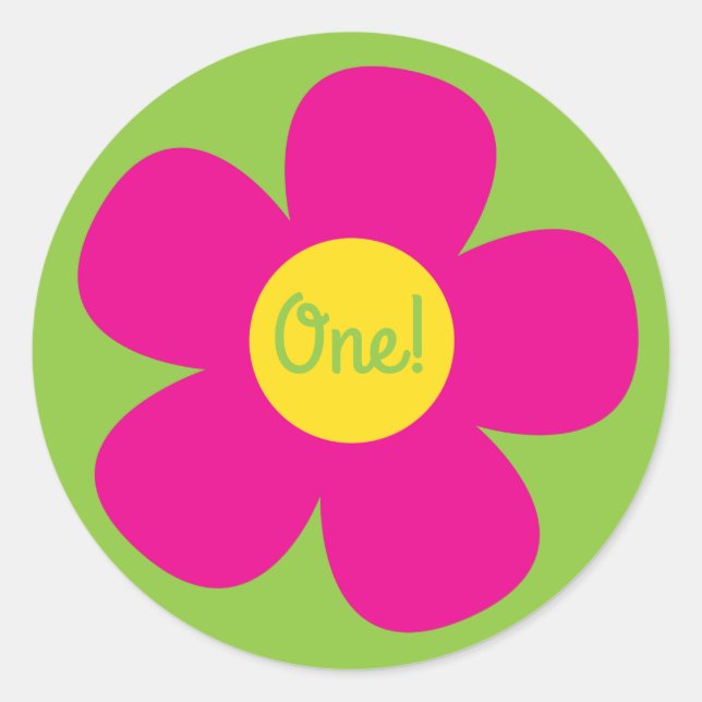 Hippie Flower Kid's Birthday Party Classic Round Sticker (Front)