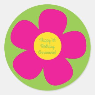 Hippie Flower Kid's Birthday Party Classic Round Sticker
