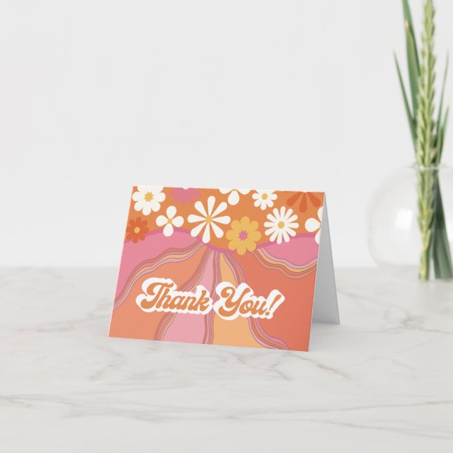 Hippie Flower Power 70s 60s Thank you note card (Front)