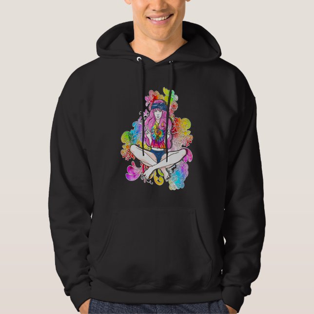 Hippie Flower Power Child Peace Girl T Party Festi Hoodie (Front)
