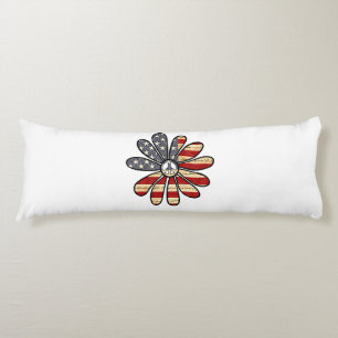 Hippie Flower Power Peace Sign American Flag Body Cushion