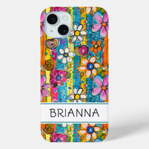 Hippie Flower Power Personalized iPhone 15 Mini Case