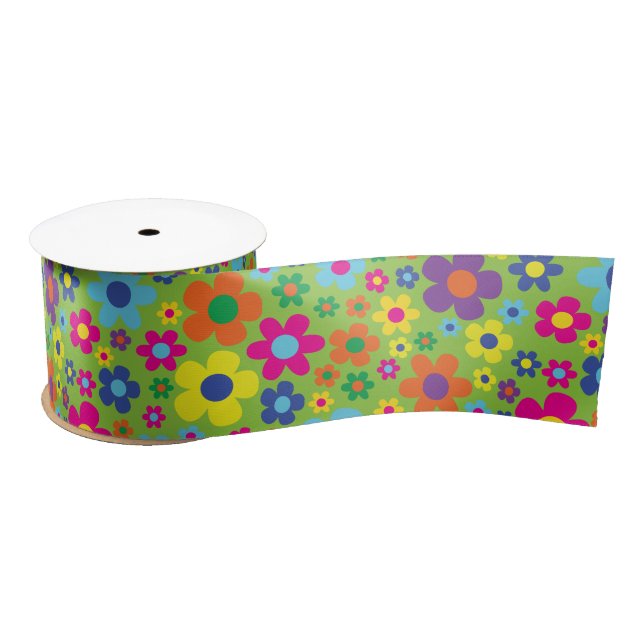Hippie Flowers Kids Birthday Party Satin Ribbon (Spool)