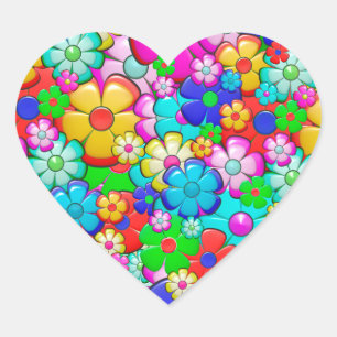 Hippie flowers stickers