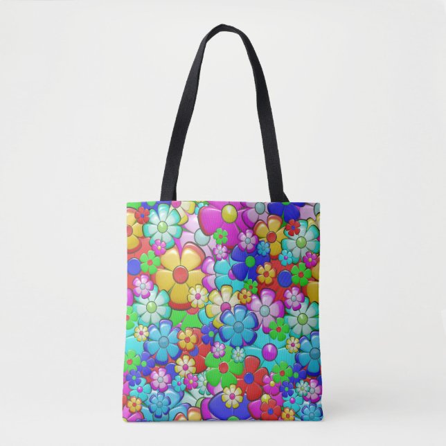 hippie flowers tote bag (Front)