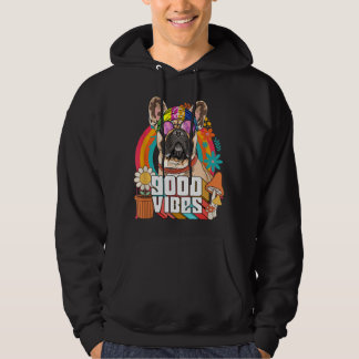 Hippie French Bulldog Dog Retro 60s 70s Groovy Hoodie