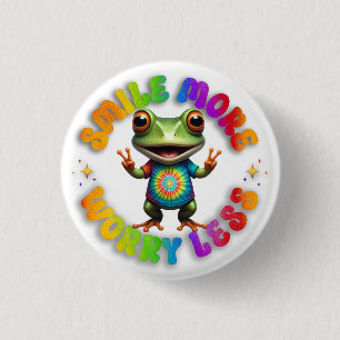 Hippie Frog Happy Positive vibes Cute and Colourfu 3 Cm Round Badge