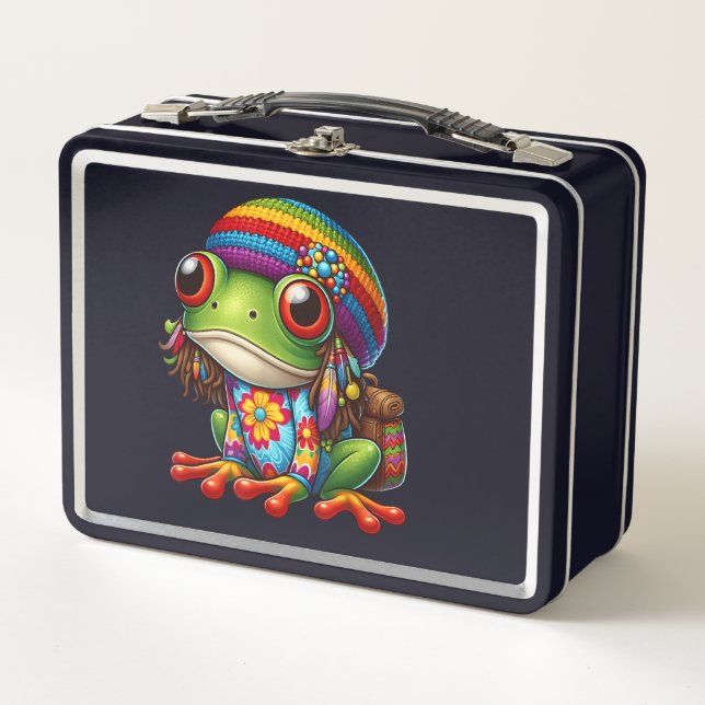 Hippie Frog Metal Lunch Box (Front)
