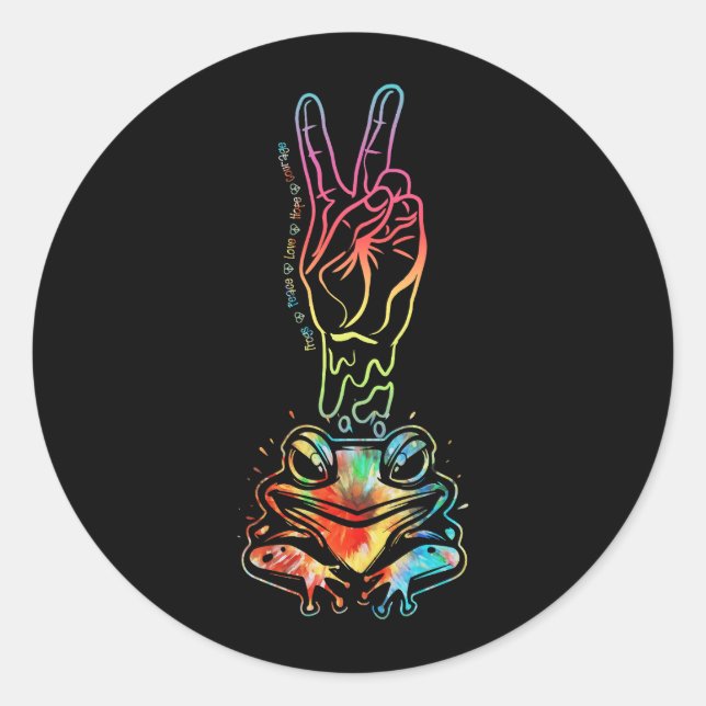Hippie Frog Peace Love Hope Courage Tie Dye Peace  Classic Round Sticker (Front)