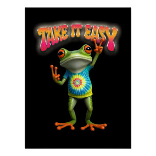 Hippie Frog Take it Easy Fun Colorful  Poster