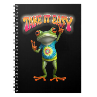 Hippie Frog Take it Easy Fun Colourful  Notebook