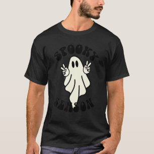 Hippie Ghost Spooky Season Retro Halloween Trick o T-Shirt