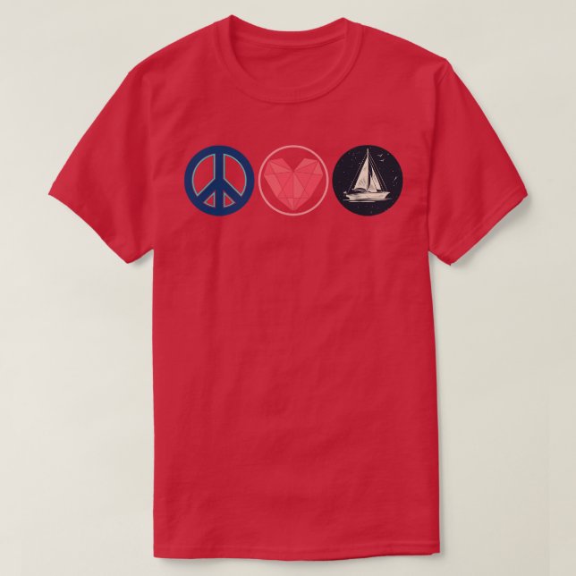 Hippie Gift Peace Sign Sailing T-Shirt (Design Front)