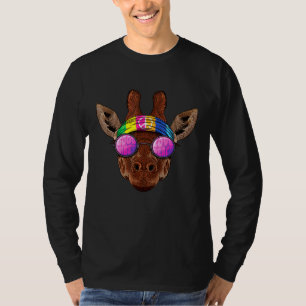 Hippie Giraffe Love Peace Sign 70s Hippie Animal T-Shirt