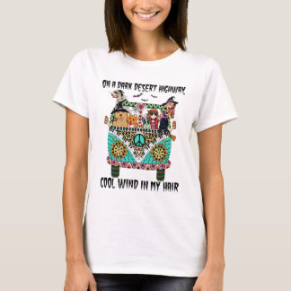 Hippie Girl And Dogs Witch On A Dark Desert T-Shirt