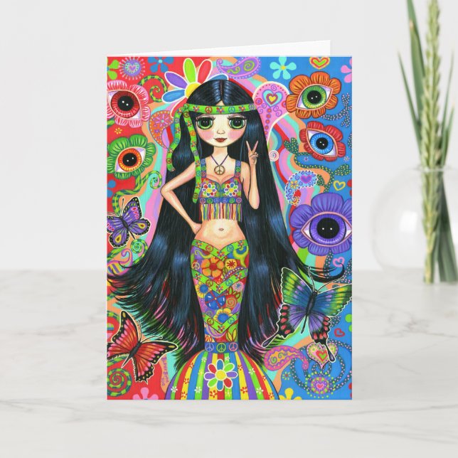 Hippie Girl Mermaid Card (Front)