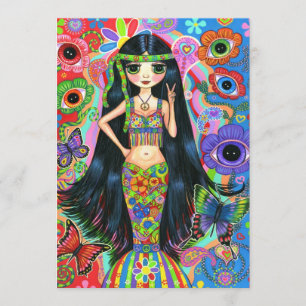 Hippie Girl Mermaid Invitation