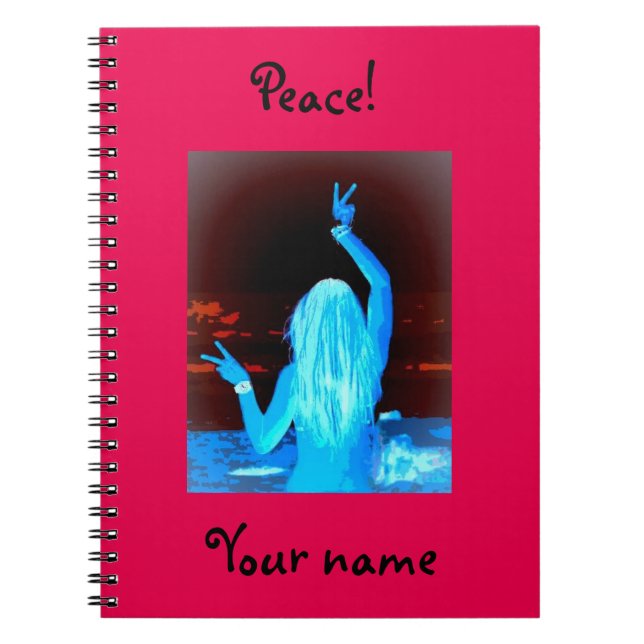 hippie girl peace sign notebook (Front)