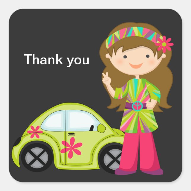 Hippie Girl with Buggy Sticker (Front)