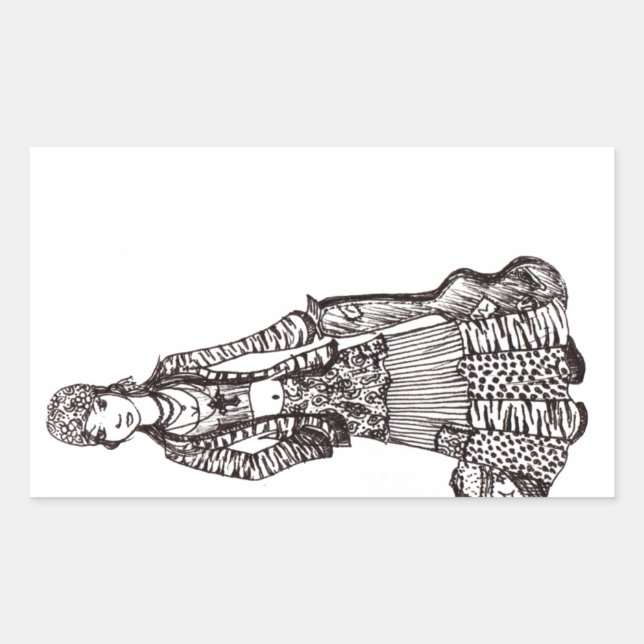 Hippie Girl with Guitar Art Custom Products Rectangular Sticker (Front)