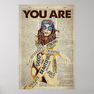 Hippie Girl You Are Beautiful Unique Poster