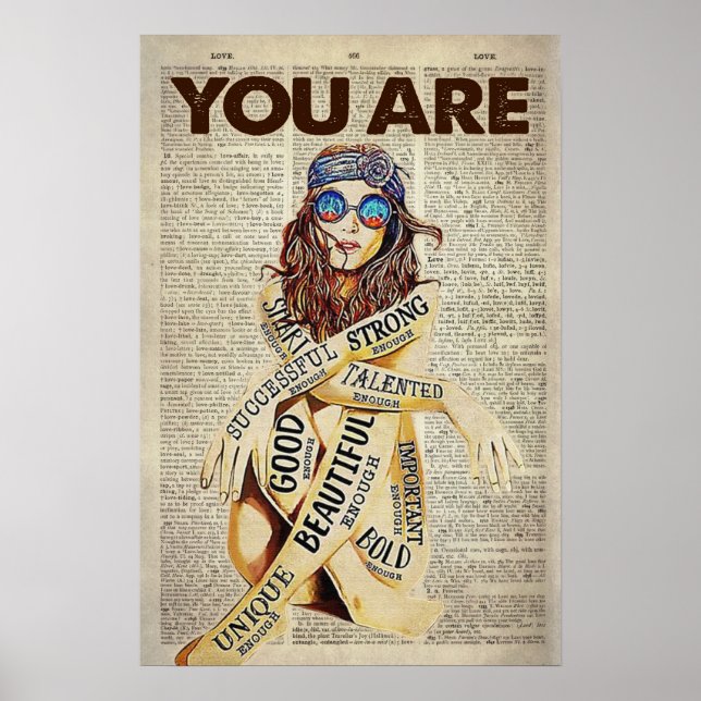 Hippie Girl You Are Beautiful Unique Poster (Front)