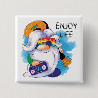 Hippie Gnome: Enjoy Life  15 Cm Square Badge
