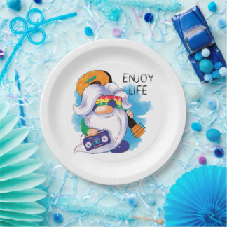 Hippie Gnome: Enjoy Life  Paper Plate