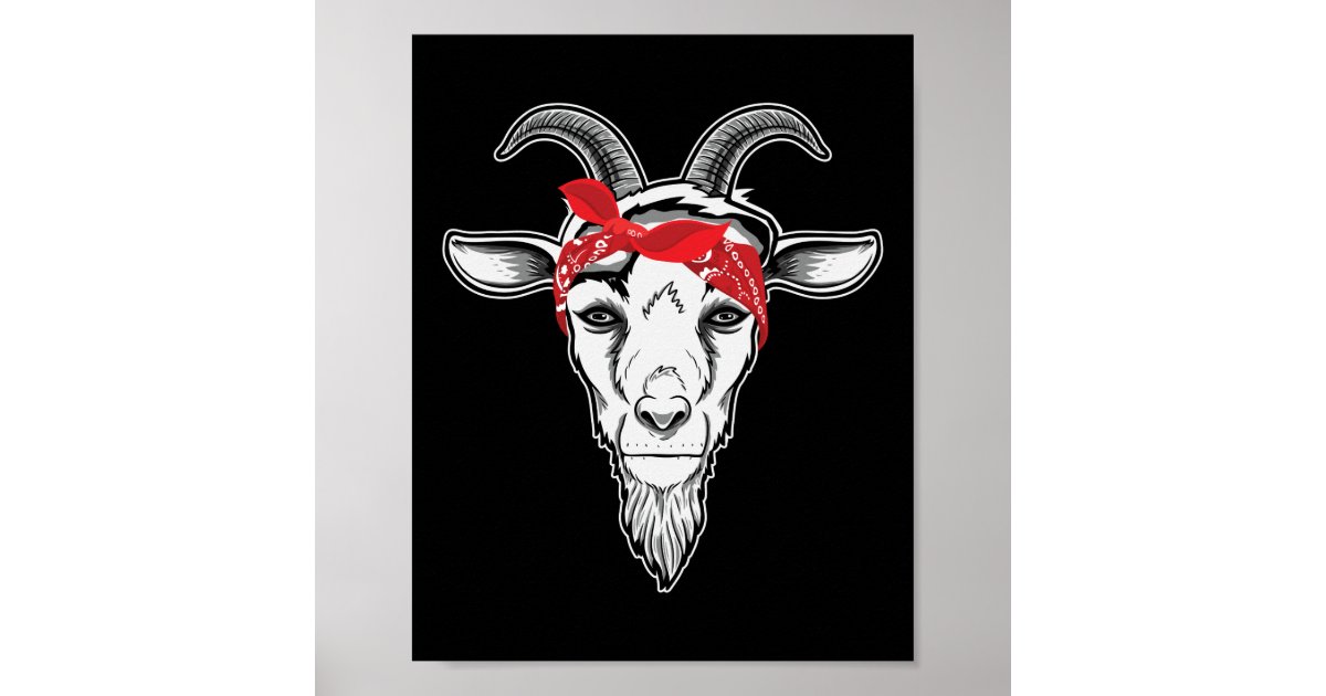 Hippie Goat Face With Bandanna Poster | Zazzle