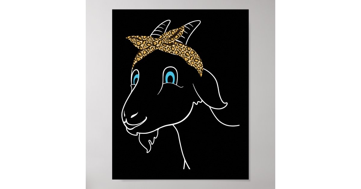 Hippie Goat Face With Leopard Bandanna Baby Goat Poster | Zazzle