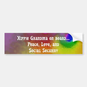 hippie grandma on board bumper sticker