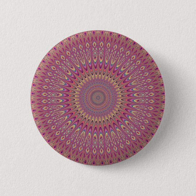Hippie grid mandala 6 cm round badge (Front)